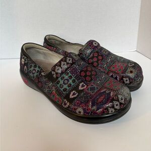 Alegria Professional Slip-On Shoes Multicolor Mosaic Leather Size 40